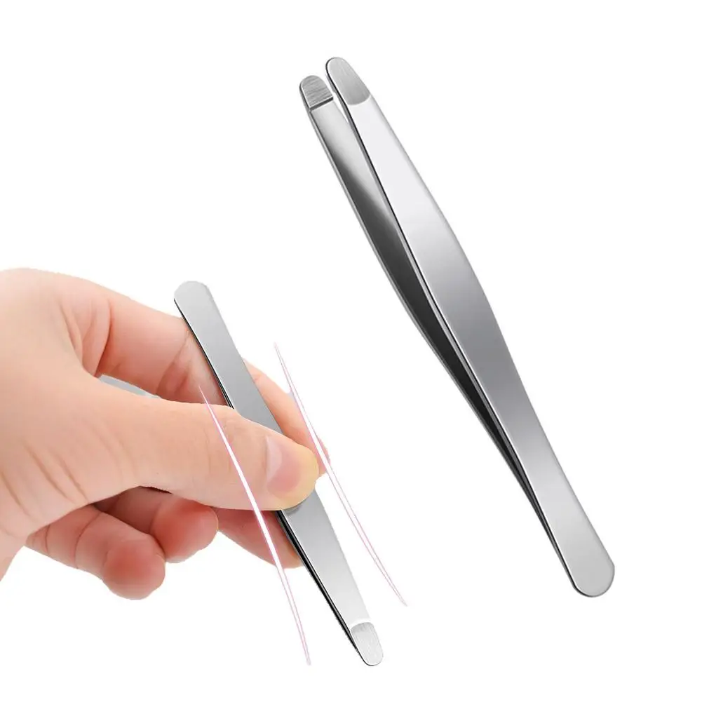 Stainless Steel Eyebrow Tweezers Rounded Head Hair Removal Brow &Facial Hair Remover Safety Forceps Eyelashes Makeup Beauty Tool