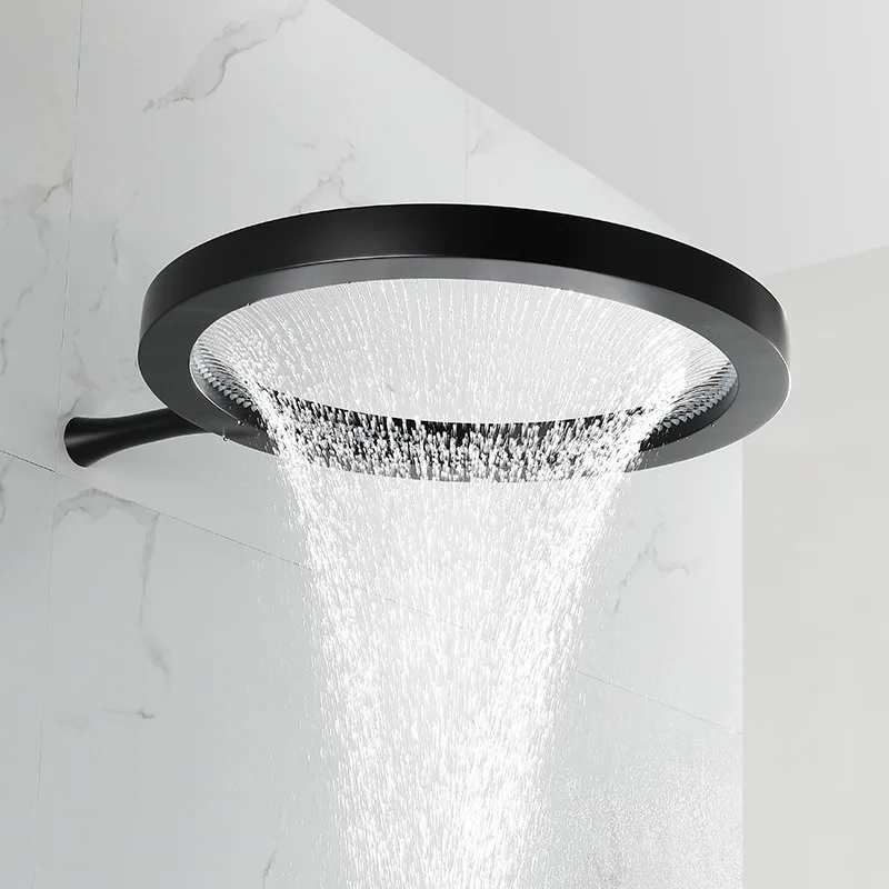 الفاخرة 400 مللي متر التعميم الأمطار دش سماعات رأس عدة ماتي الأسود راحة نظام دش الماء الساخن البارد صنبور صمام النحاس ، رمادي