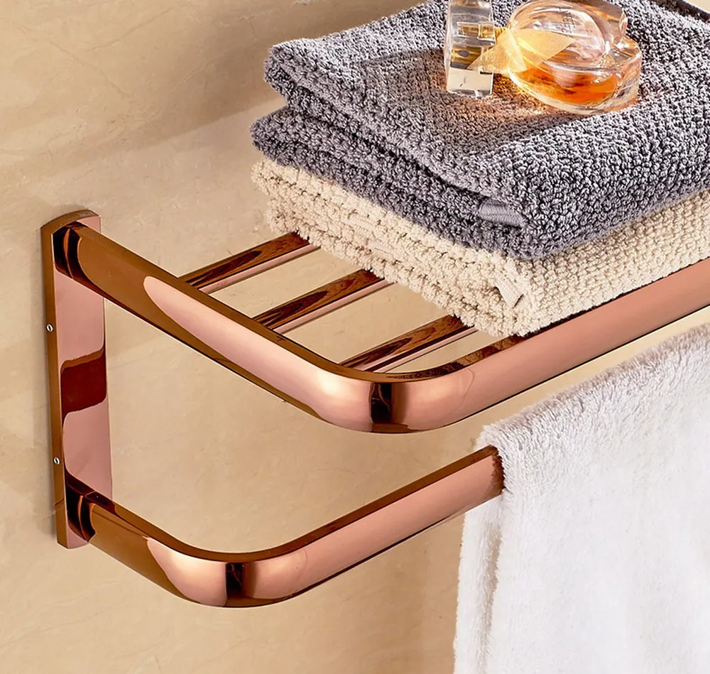 Accessori da bagno in ottone dorato rosa Porta asciugamani per montaggio a parete Porta asciugamani Porta asciugamani Lba865