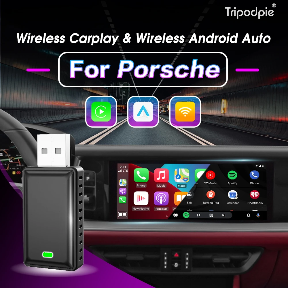 Wireless Android Auto Adapter Wireless CarPlay 2in1 Smart Dongle Play&Plug For Porsche 718 Panamera Macan Cayenne 911 Taycan