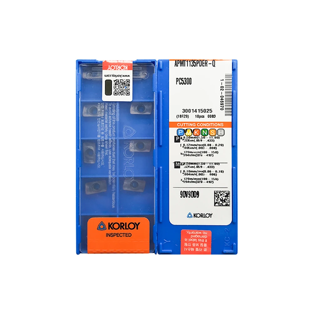 

Korloy 100% оригинал APMT APMT 060202 PDSR APMT1135PDER APMT1604PDR APMT1135PDR KF5800 -Q -MM PC5300 PC6150 PC3600 Фрезерная пластина