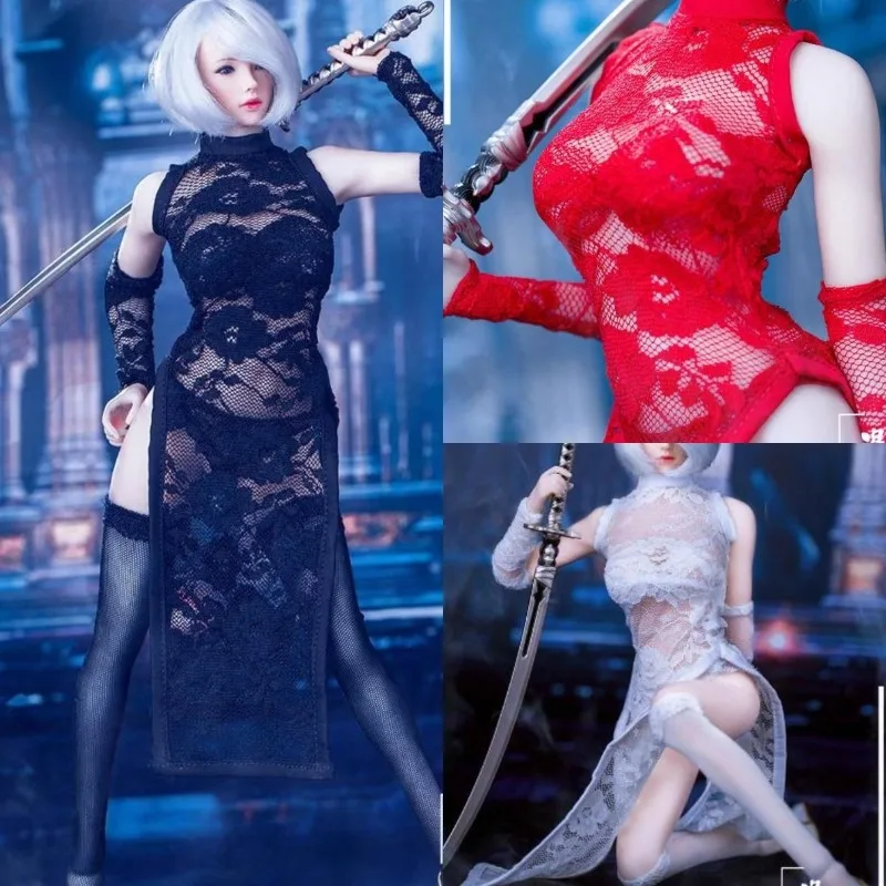 

1/6 Scale Female Soldier MM011 Lace Cheongsam Dress Stocking Cuff Sleeve Underwear Clothes Model Fit 12'' Action Figure Body