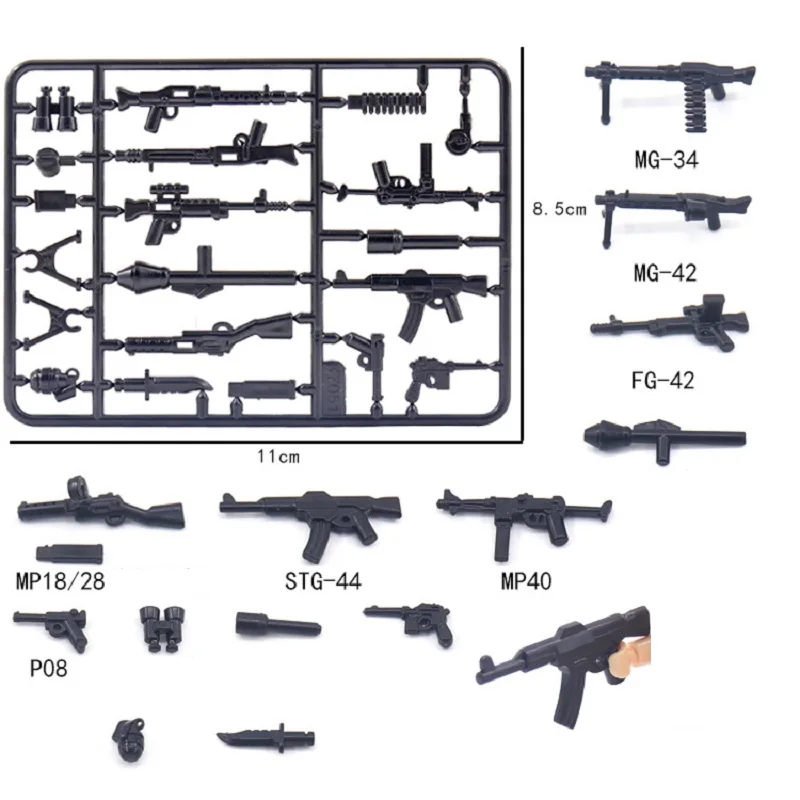 MOC ทหาร WW2อาวุธพิเศษ Forces ปืน Minifigurine SWAT ทหาร Figurine Army อุปกรณ์เสริมบล็อกตัวต่อมินิของเล่นเด็ก