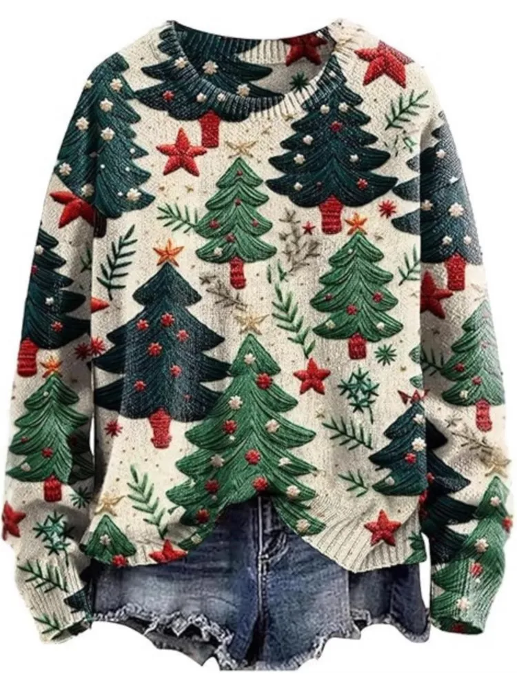 

3D Printed Women's Christmas O Neck Shirt T-shirt Top New Autumn Fashion Loose Clubwear Party Top Pullovers Hoodie Women Clothes