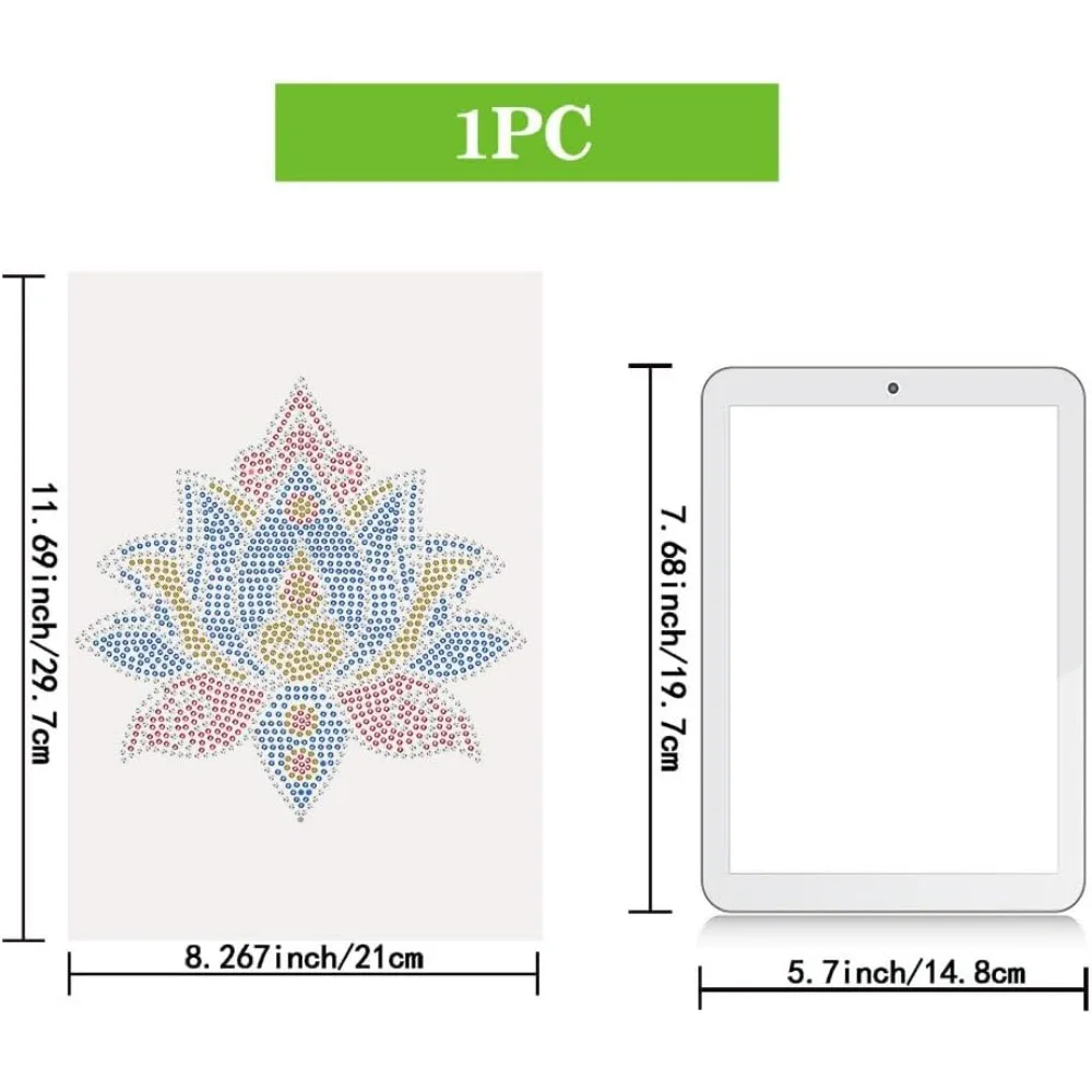 7 월 연꽃 다리미 모조 다이아몬드 전사 데칼, 블링 크리스탈 데칼, 열 전달 패치, 11.69x8.27 인치