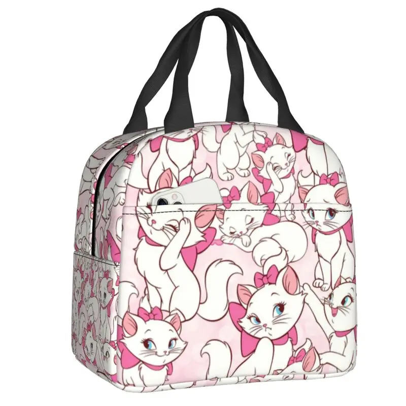 Custom Marie Cat Lunch Bag Portable Cooler Thermal Insulated Bento Box For Women Kids School Food Tote Bags