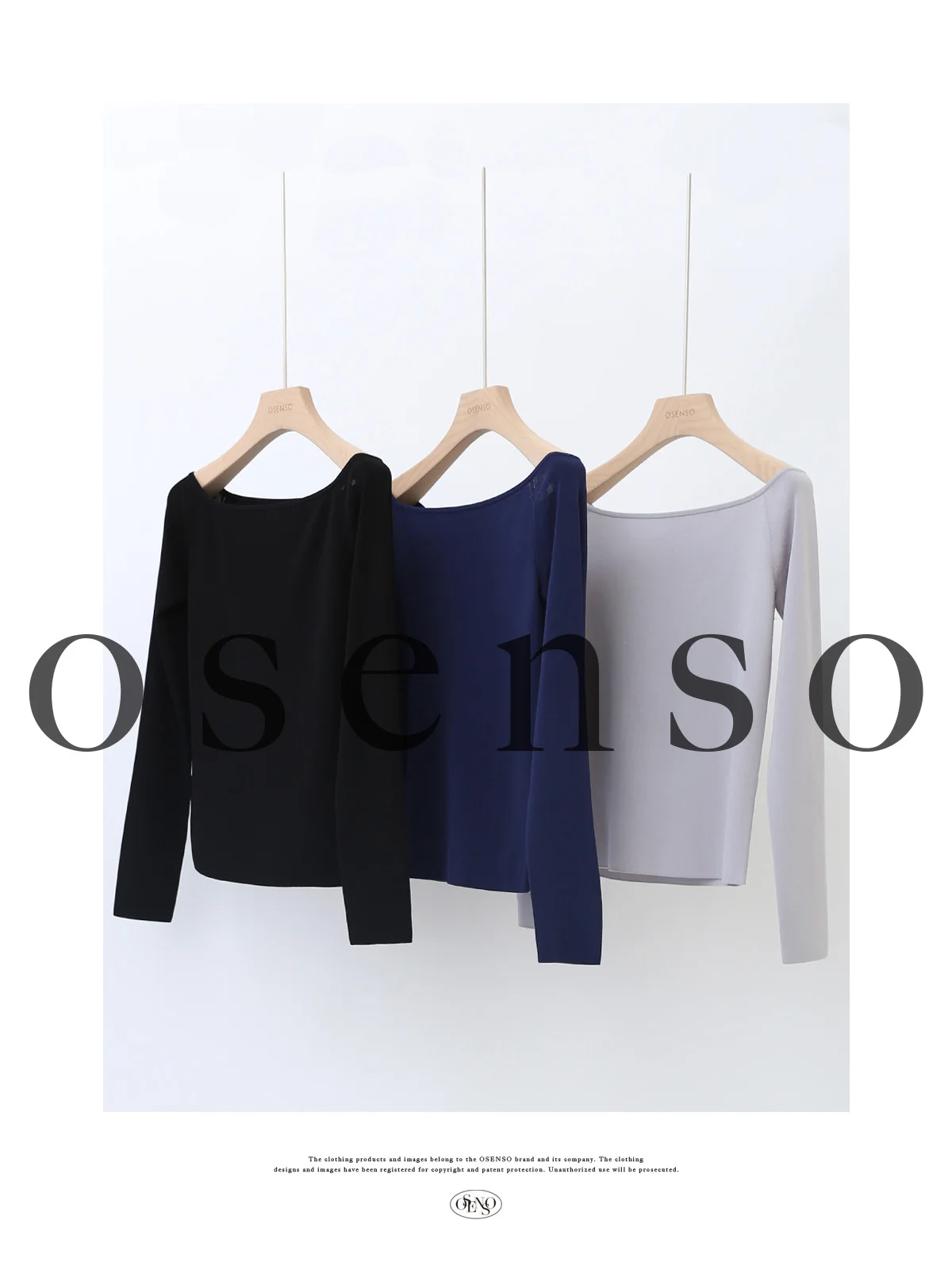

OSENSO oulder Baring Knitted Long Sve Comfortable Casual Sle Polyester Fiber Women's T-irt New Arrival Spring Season