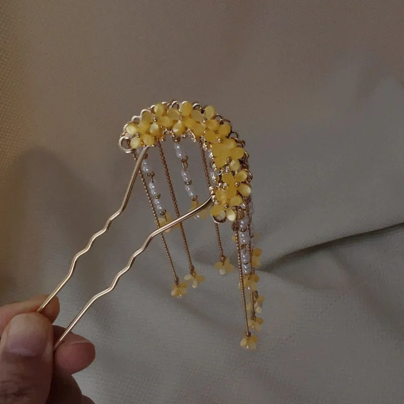 Ancient Style Osmanthus Flowing Su Step Shaking Hairpin Hanfu Ma Mian Skirt Qipao Coiled Hair Accessories Headwear