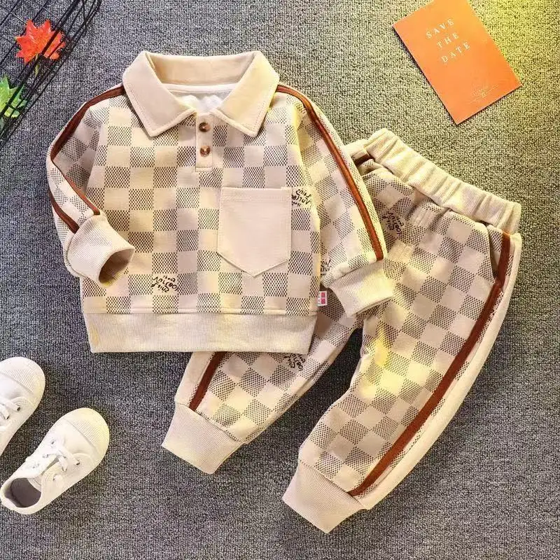 

6M-6Y Toddler Baby Clothing Set 2025 New Spring and Autumn Girl Long Sleeve Sweater Pants 2-Piece Boys' Sportswear Set