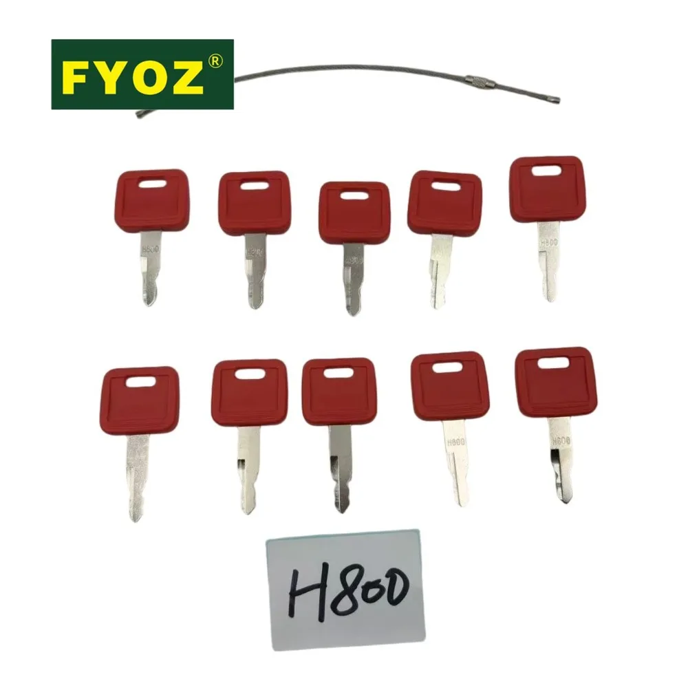 10pcs Ignition Keys H800 For John Deere Excavator For Case Dozer For Fiat/Hitachi/New Holland AT194969 AT147803 4286465, Orange