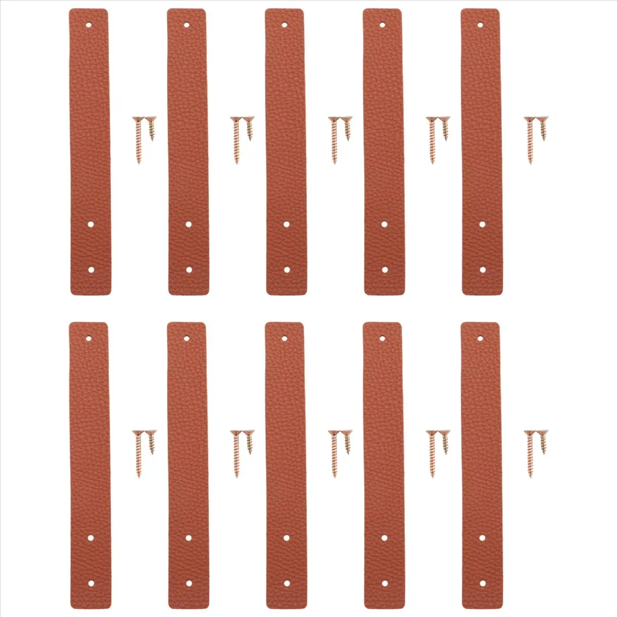 10Pcs Wall Hooks,PU Leather Curtain Rod Holder, Leather Straps Brown PU leather Cabinet door handle