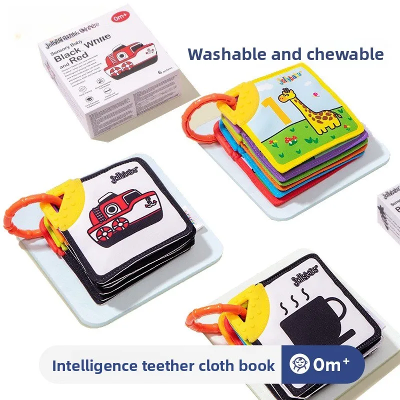Tarjetas cognitivas en blanco y negro para bebé de 0 a 1 año, libro de tela para mordedor, tarjetas de estimulación Visual de Color para Aprendizaje Temprano para recién nacidos