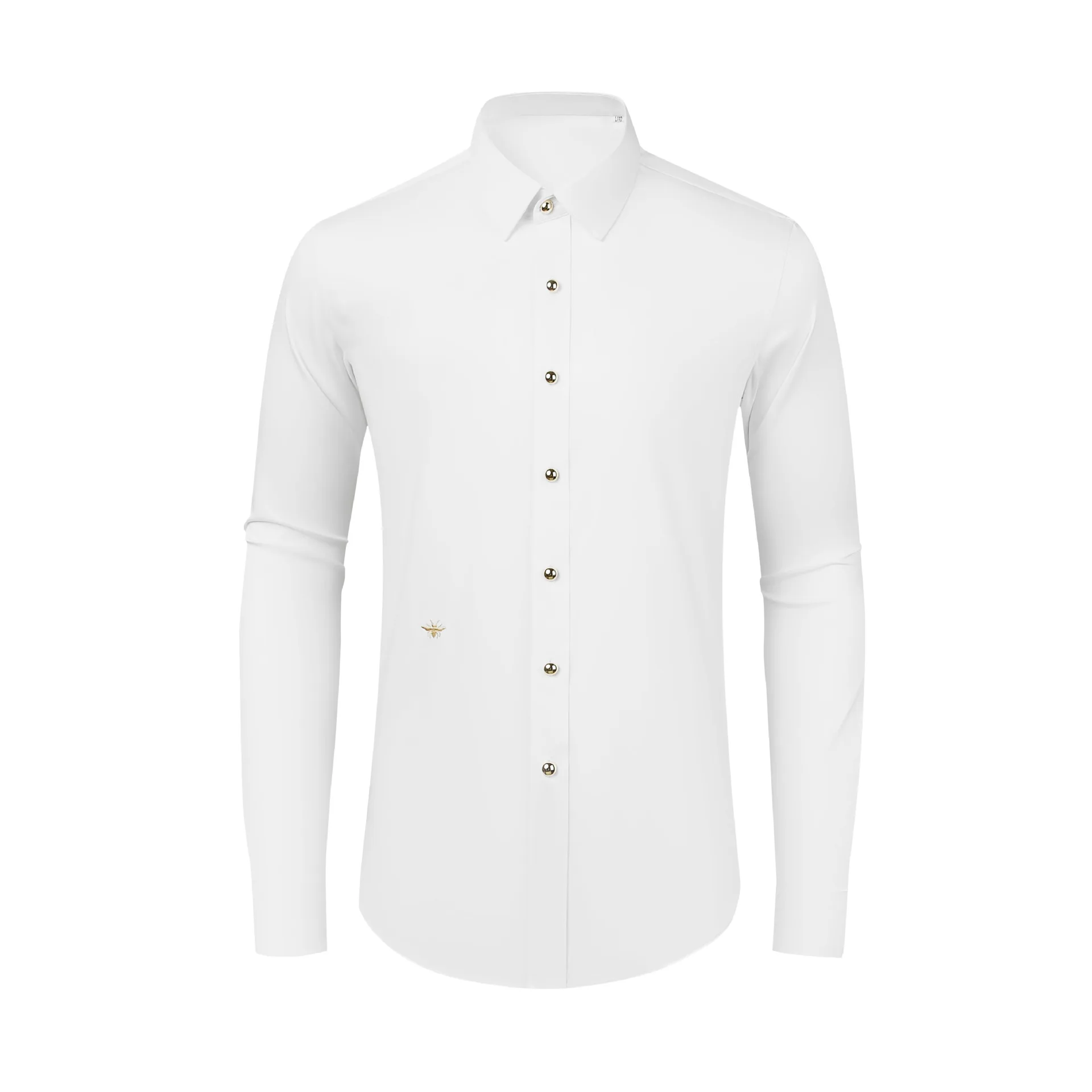 Handmade mushroom alloy button embroidery men's shirt high-end fashion shirt men's clothing factory