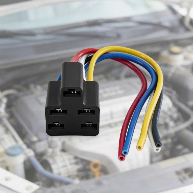 Automotive HVAC Blower Switches Wiring Harness with Socket-Style Housing and Color Coded Pigtail Leads for Climate Syste
