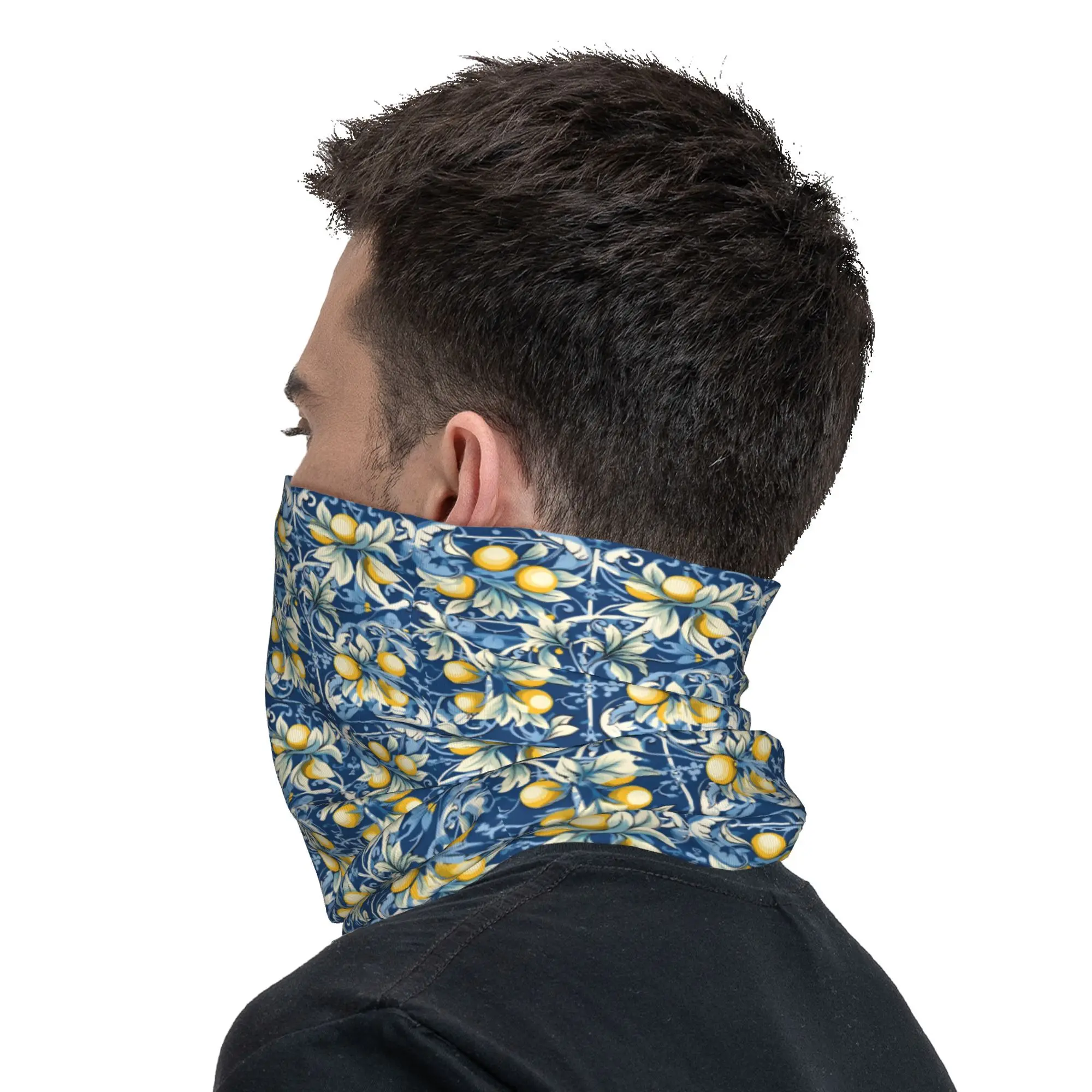 Italian Majolica Tile 24 Bandana Neck Gaiter Printed Face Scarf Warm Balaclava Running Unisex Adult Washable