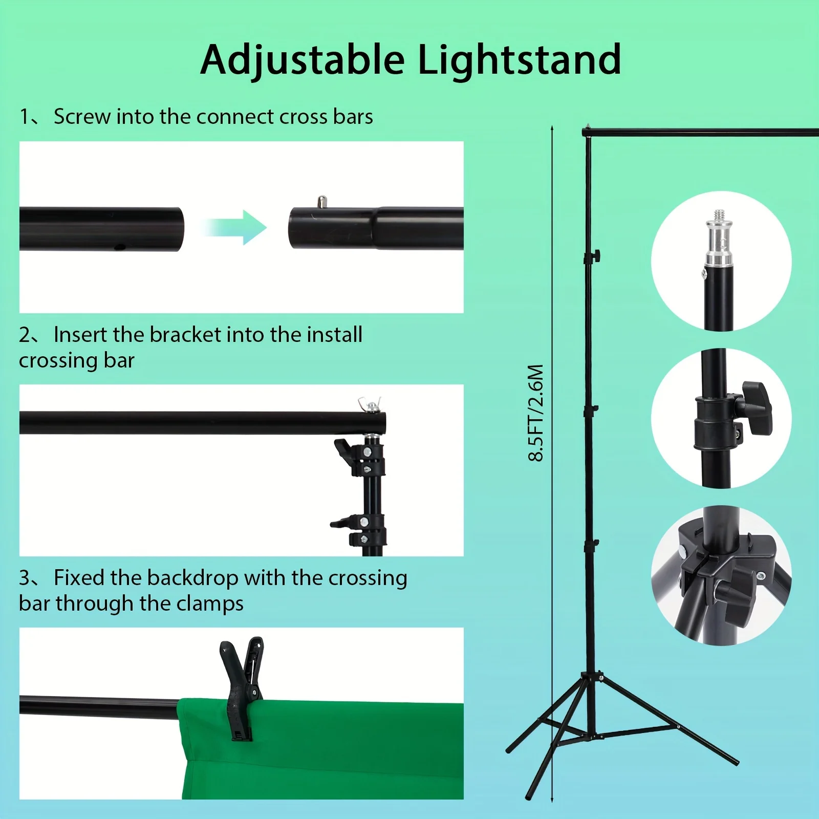 Photography Lighting kit with Backdrops, 8.5x10ft Backdrop Stands, 5 Tripod Stands & Bulb, Umbrella Softbox Continuous Lighting