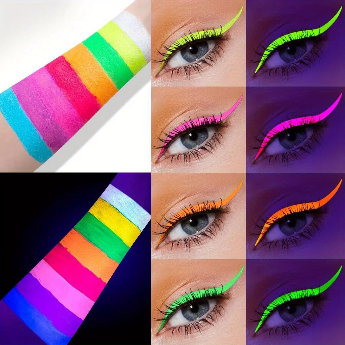 8 Colors UV Glow Neon Liquid Eyeliner Set Matte Waterproof Smudge-Proof Eye Makeup Pens With High Pigmentation For Vibrant Looks