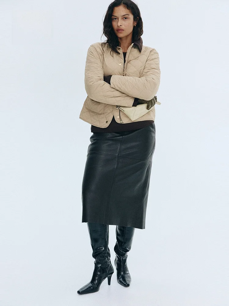 H&M Dames ort Jaet 2025 Winter Nieuwe Single Button Corduroy Kraag Bfled Diamond Patroon Gewatteerde Nylon Vezel Jas