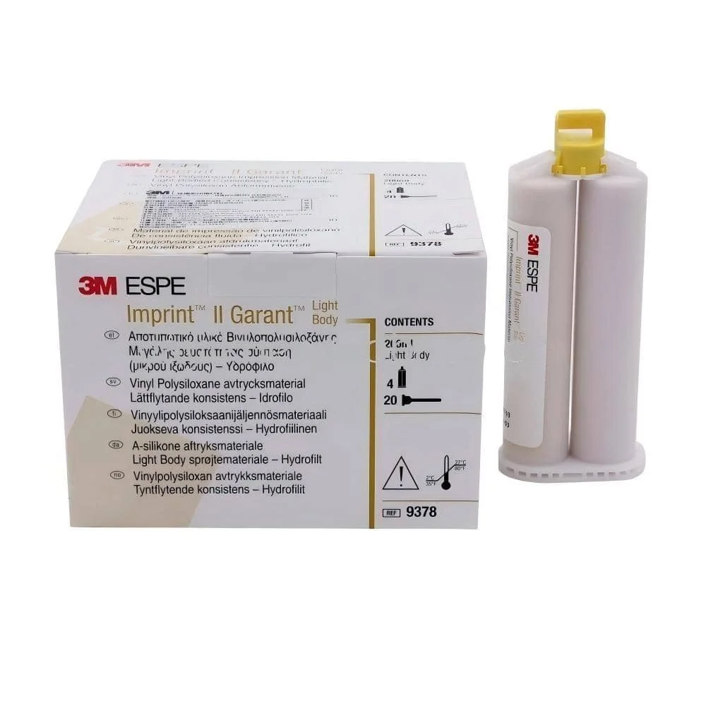 3M ESPE Imprint II Garant مادة الانطباع السيليكونية (اللزوجة المنخفضة/التدفق، معالجة الإضافية، مسدس مختلط، ثانوي، أصفر، 50 مل * 4