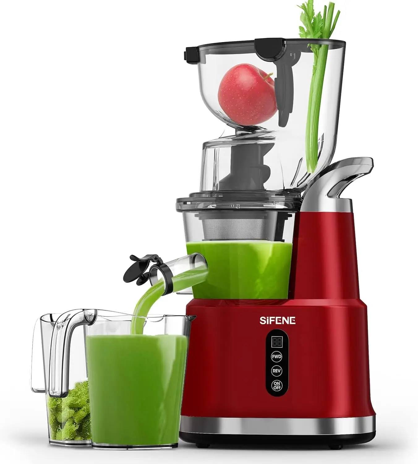 Quiet Cold Press Juicer Machine, Large 83mm Feed Chute, Whole Fruit and Vegetable Slow Masticating Juicer, High-Yield Juice Extr