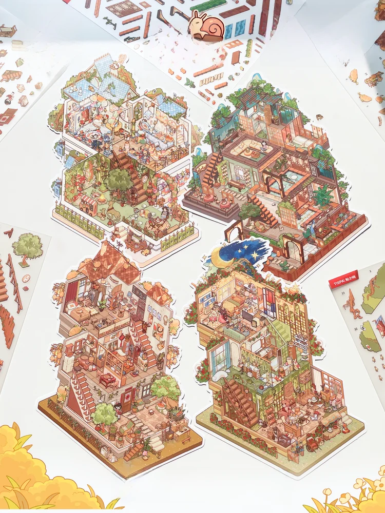 Timeless Workshop My Leisure Time 50 Scene Sticker Puzzle Versão Grande Casa Miniatura 3D Material DIY Fofo