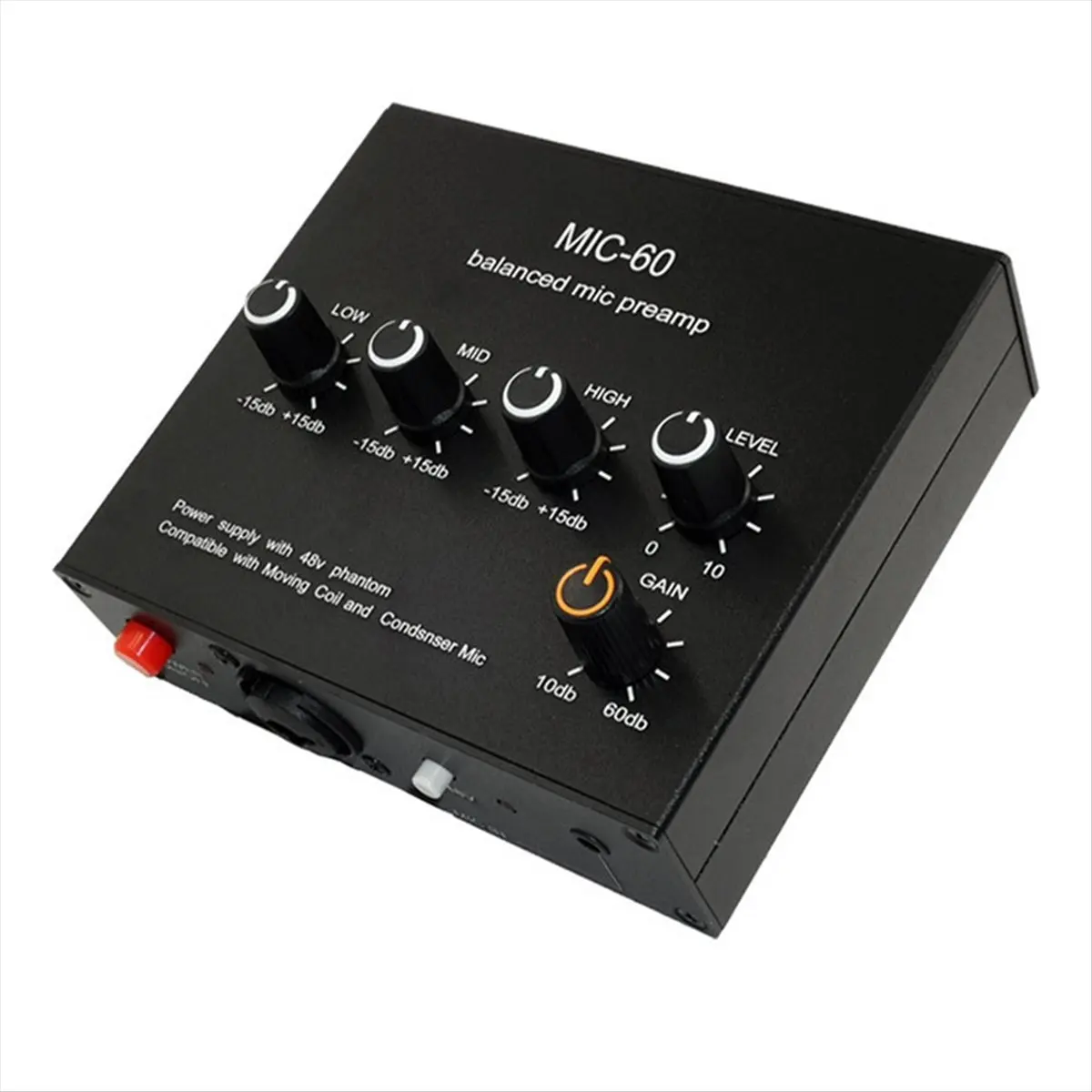 (BOFF) Balanced Dynamic Microphone Amplifier Music Audio Amplifier MIC-60 with 48V Phantom Power with 3.5mm Cable
