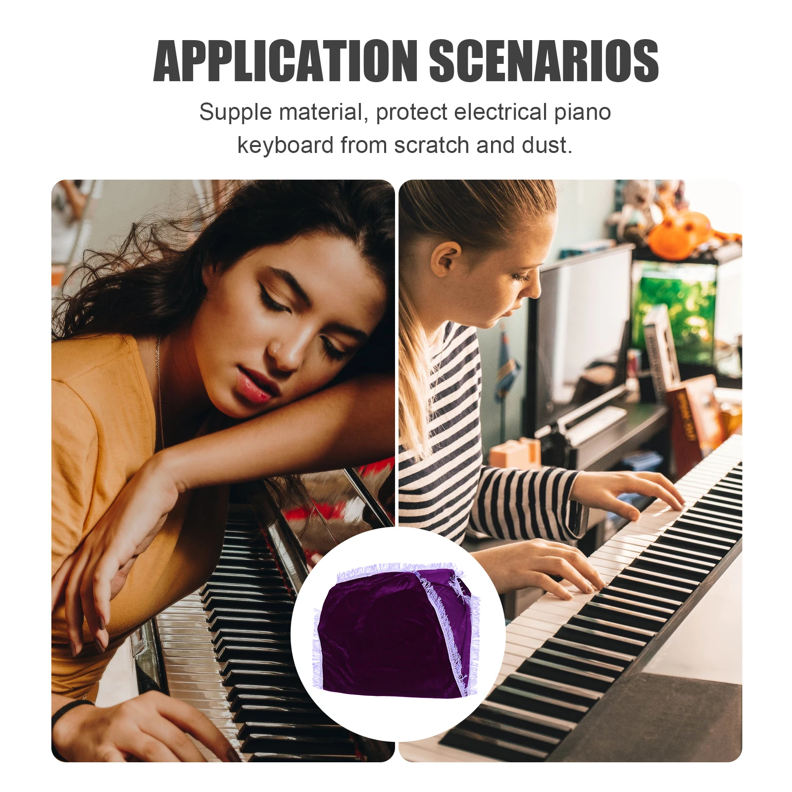 

Electronic Piano Dustproof Cover Protective Durable Keyboard Exquisite Protector Comfortable Fabric Cloth Purple Keyboards