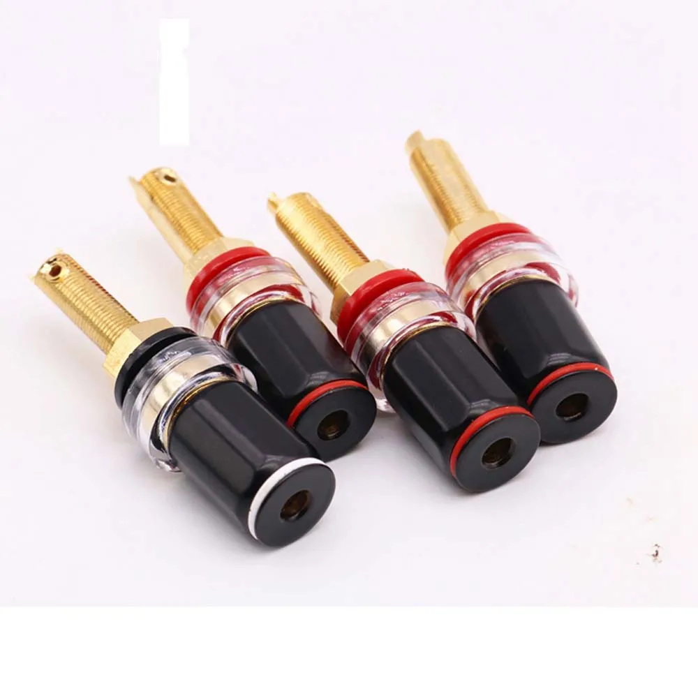 50PCS 4mm Banana Socket Brass Plated Amplifier Terminal Connector Binding Post Nut Banana Plug Jack Connector Red + Black