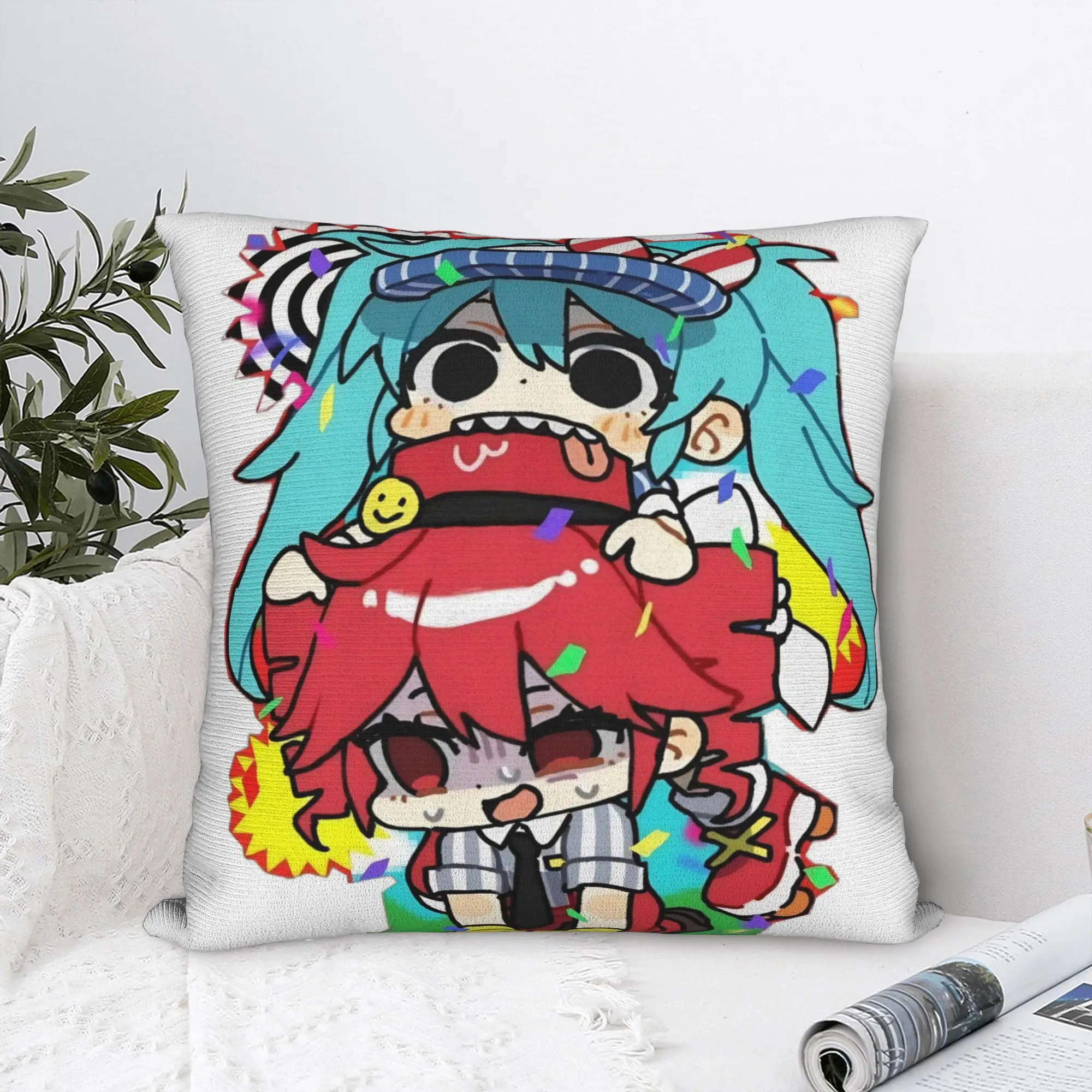 Chibi Mesmerizer Kasane Teto Square Pillowcases Sofa Kawaii Cushion Case Virtual Singer Home Decoration Pillowcase 40*40