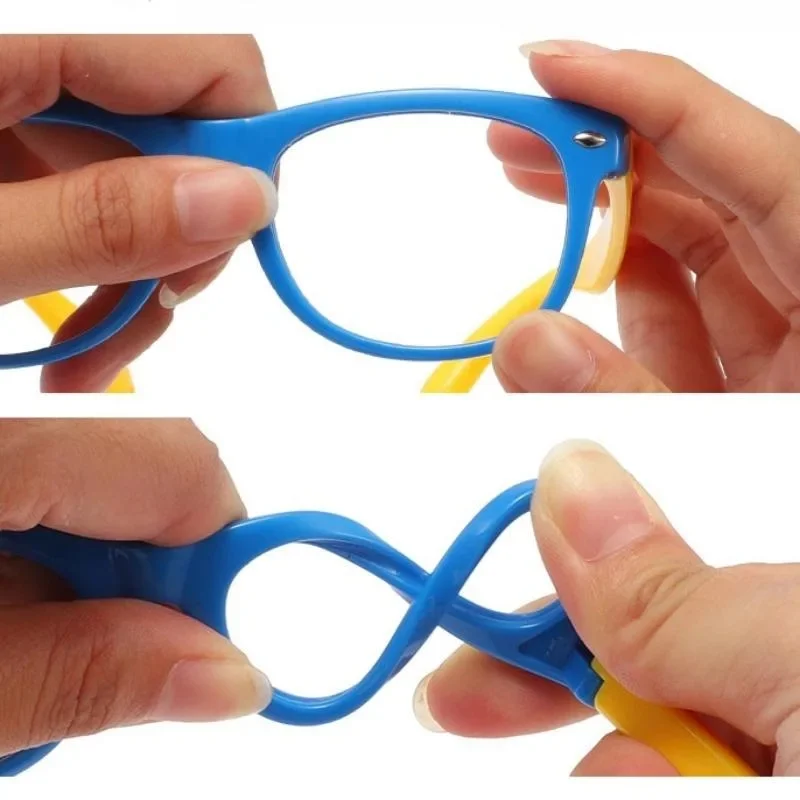 Fashion Silicone Children Eyeglasses Square Frame Anti Blue Light Portable Computer Glasses for Kids 3-12 Years Old