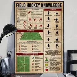 Youpinnong Field Hockey Knowledge Metal Tin Sign No Frame Knowledge Poster Hockey Lover Gift Field Hockey Sports Art Print Poste