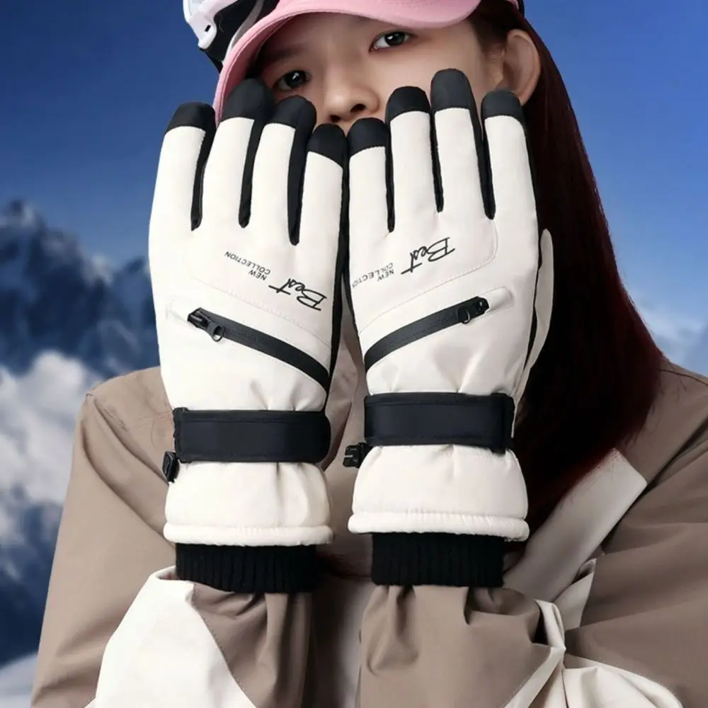 

With Zippered Pocket Ski Gloves Thicken Full Finger Touchscreen Gloves Bicycle Cycling Equipment Motorcycle Gloves