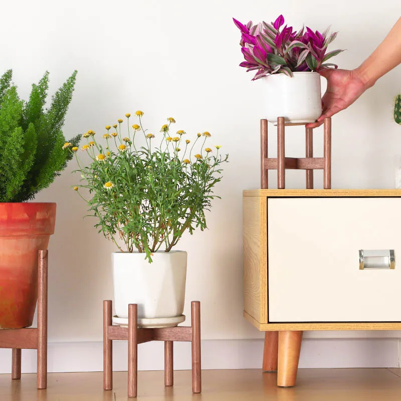 Solid Wood Plant Stand - Vintage Flower Pot Holder for Indoor Outdoor, Balcony Garden Decor Display Rack