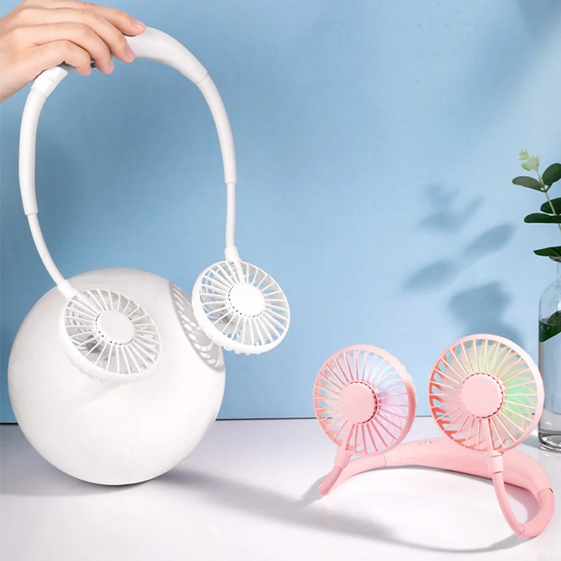 

Mini Usb Draagbare Ventilator Handsfree Neck Fan Oplaadbare Batterij Kleine Draagbare Sport Fan 2000mA Bureau Hand Airconditione