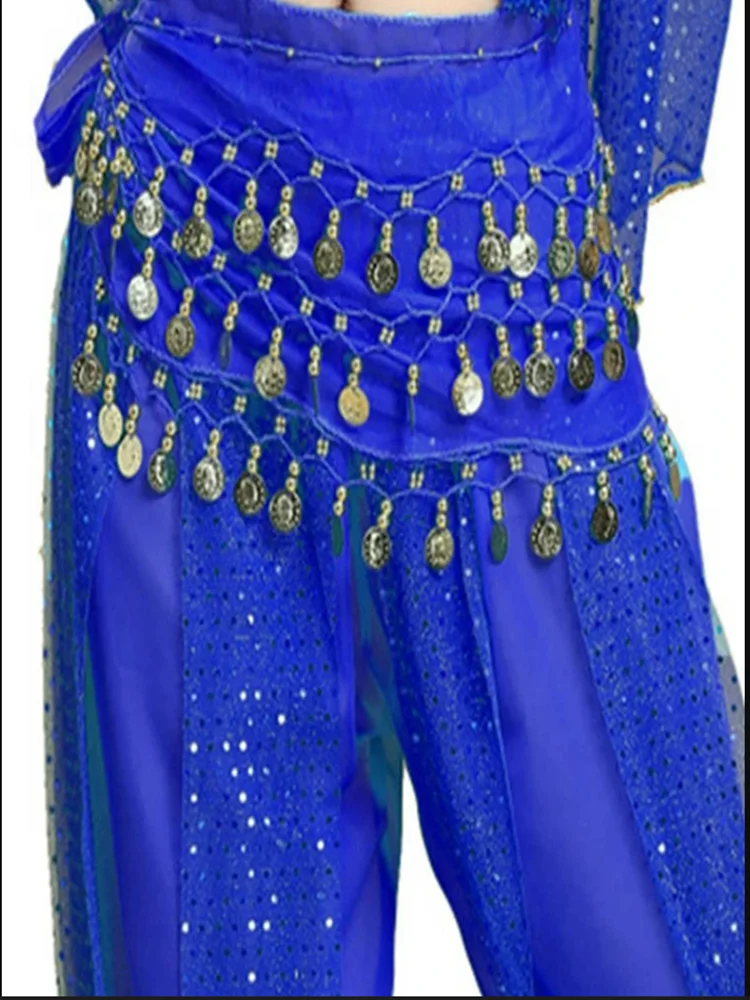 Sexy Belly Dance Gold Sequins Chiffon Skirt Tassel Waist Chain Belts Indian Arab Dance Wrap  Show Party Hip Scarf Costum