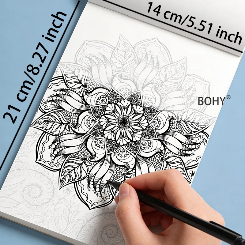1 Adult Meditation and Stress Relief Line Drawing and Copying Album, 24 Pages, Improve Line Drawing and Hand Drawing Techniques