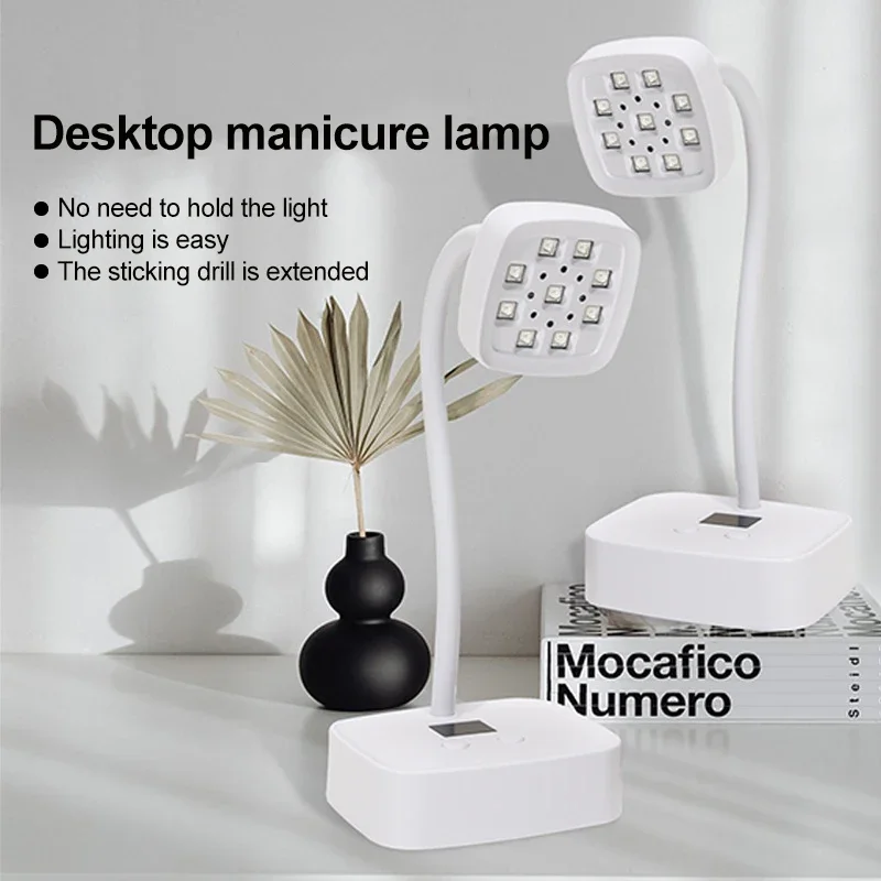 Oplaadbare 9 LED UV-bureaulamp 360 °   Buigbaar voor nagels Gel Polish Sneldrogend Draagbare manicure Salon Draadloze nageldroger Gereedschap