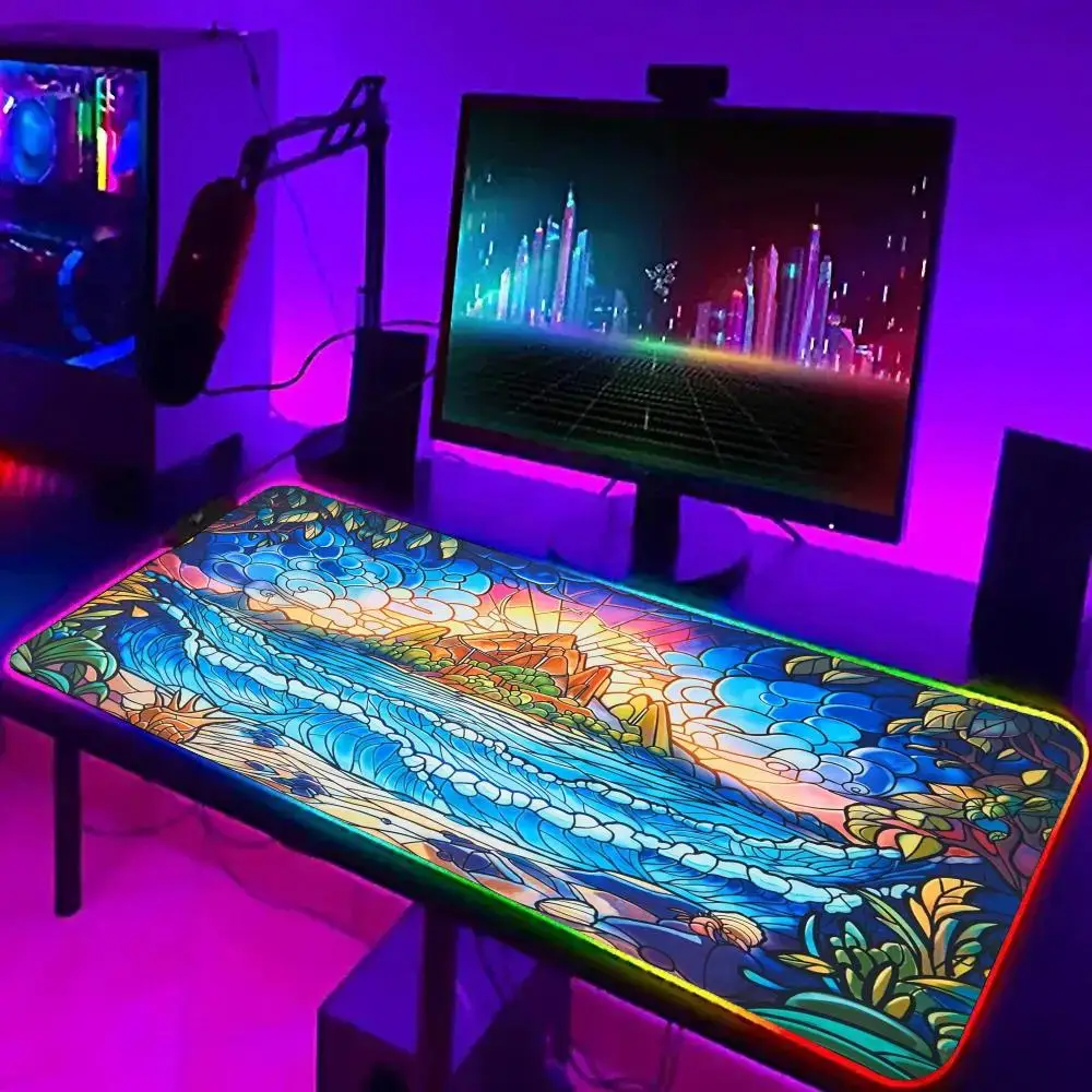 

RGB Gaming Mouse Pad Mousepad Gamer Desk Mat Large Keyboard Pad Xll Carpet Computer Table Surface For Accessories Xl Ped Mauspad