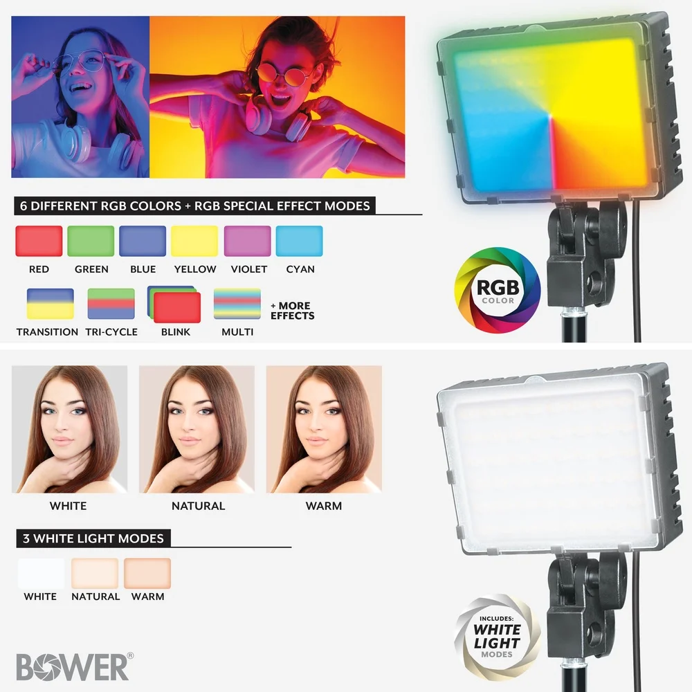Zestaw 2 szt. lamp LED RGB z regulowanymi statywami, pilotem, do fotografii, streamingu wideo i efektów specjalnych.