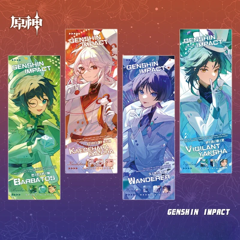 Genshin Impact Kazuha Xiao Venti Scaramouche Popular Anime Peripheral Bookmarks and Laser Tickets School Supplies Student Gifts