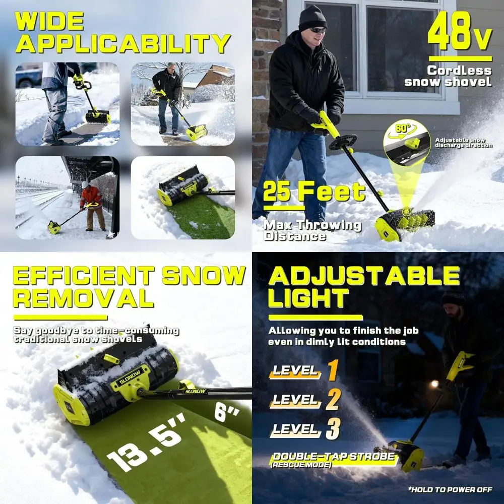 

Cordless Snow Removal Shovel, 48V Electric Blower, 13.5 Adjustable Light, 4.0AH Battery, Quick Charger, Directional Plate - Gree