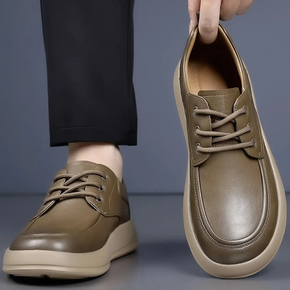 

2025 Outdoor Men's High-quality Leather Lace Up Casual Sports Shoes Fashionable Brand Men's Comfortable Non Slip Board Shoes
