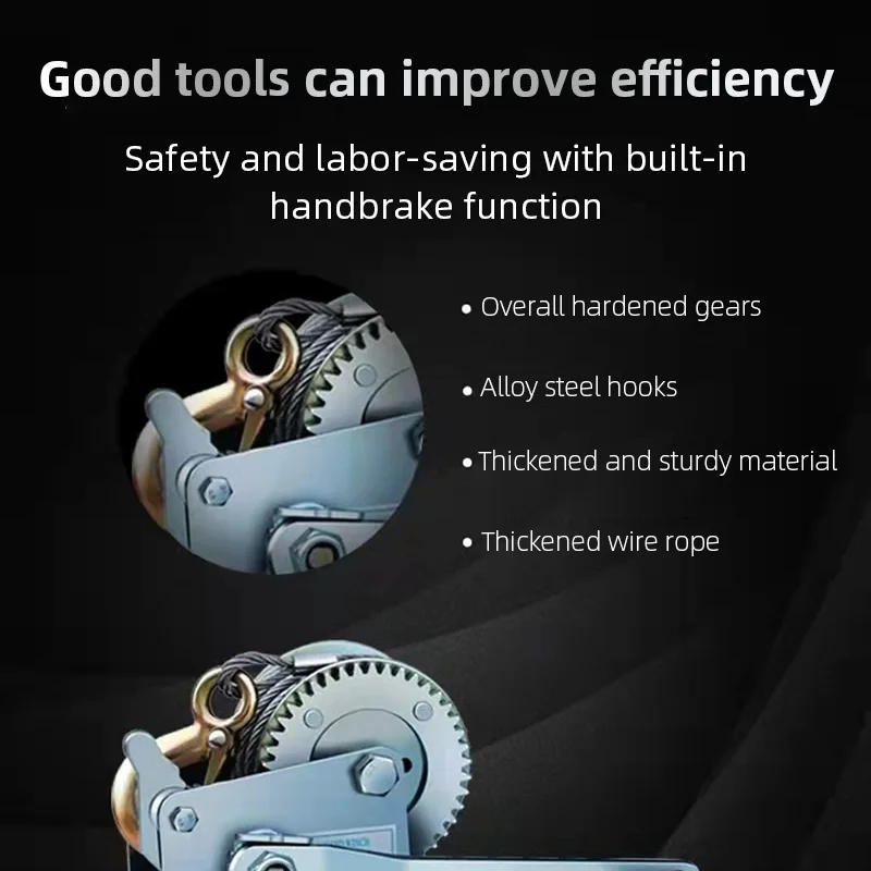 Manual Hand Crank Winch 800/3000 lbs With 8M Steel Wire Rope Self-Locking Hoisting Winch for Trailers Boats Industrial Use