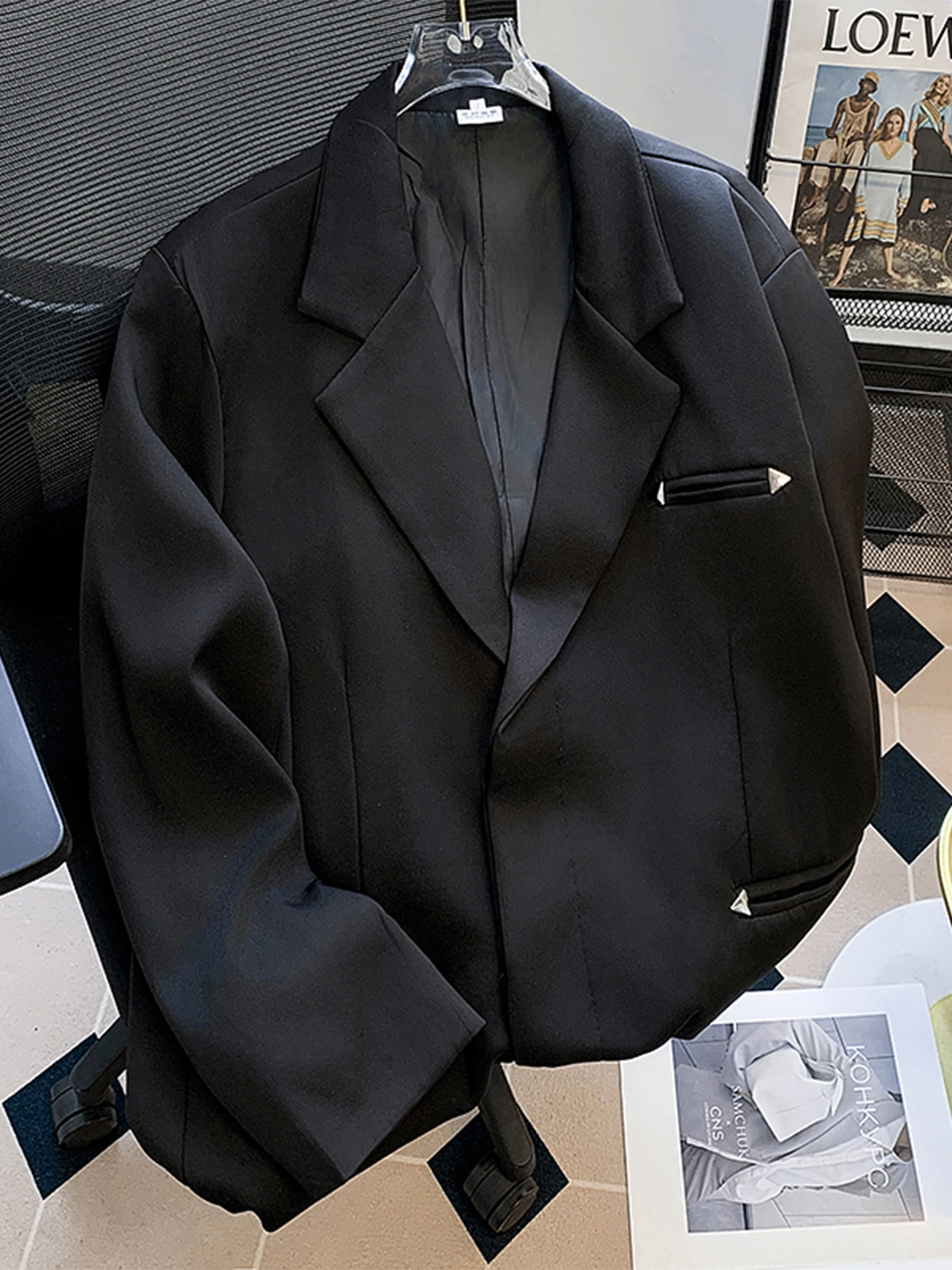 Women's Black Gothic Casual Blazer Jacket Vintage Long Sleeve Outerwear Oversize Suit Coat Harajuku Y2k 2000s Clothes Autum 2025