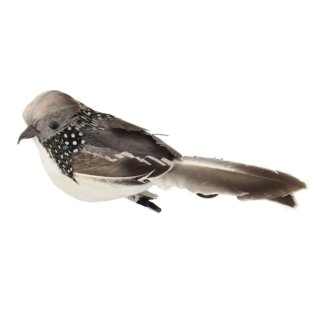 Artificial Feathered Sparrow Garden Sculpture Metal Clip Lawn Ornament Decorative Birds for Yard Decor