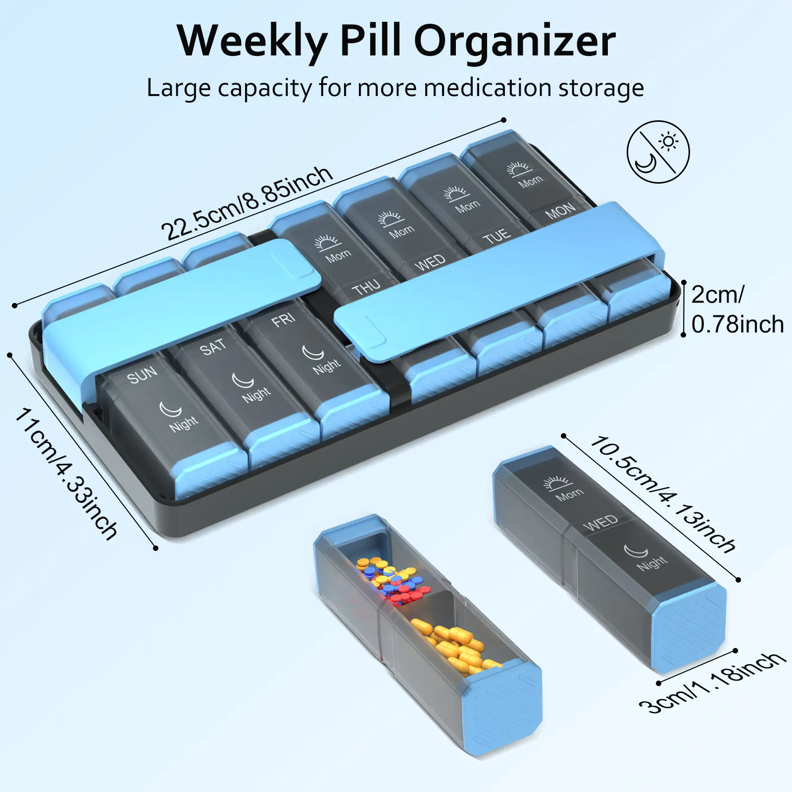 New Weekly Portable Travel Pill Cases Box 7 Days Organizer 14 Grids Pills Container Storage Tablets Vitamins Medicine Fish Oils