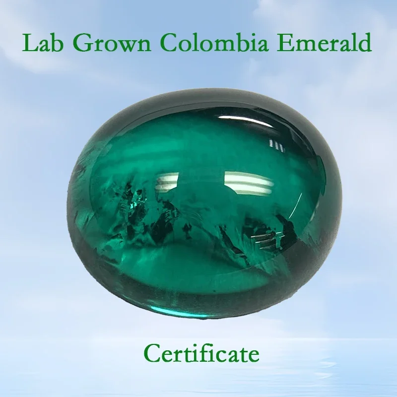 

Lab Grown Colombia Gemstone Oval Shape Smooth Surface Hydrothermal Emeralds for DIY Jewelry Making Selectable AGL Certificate