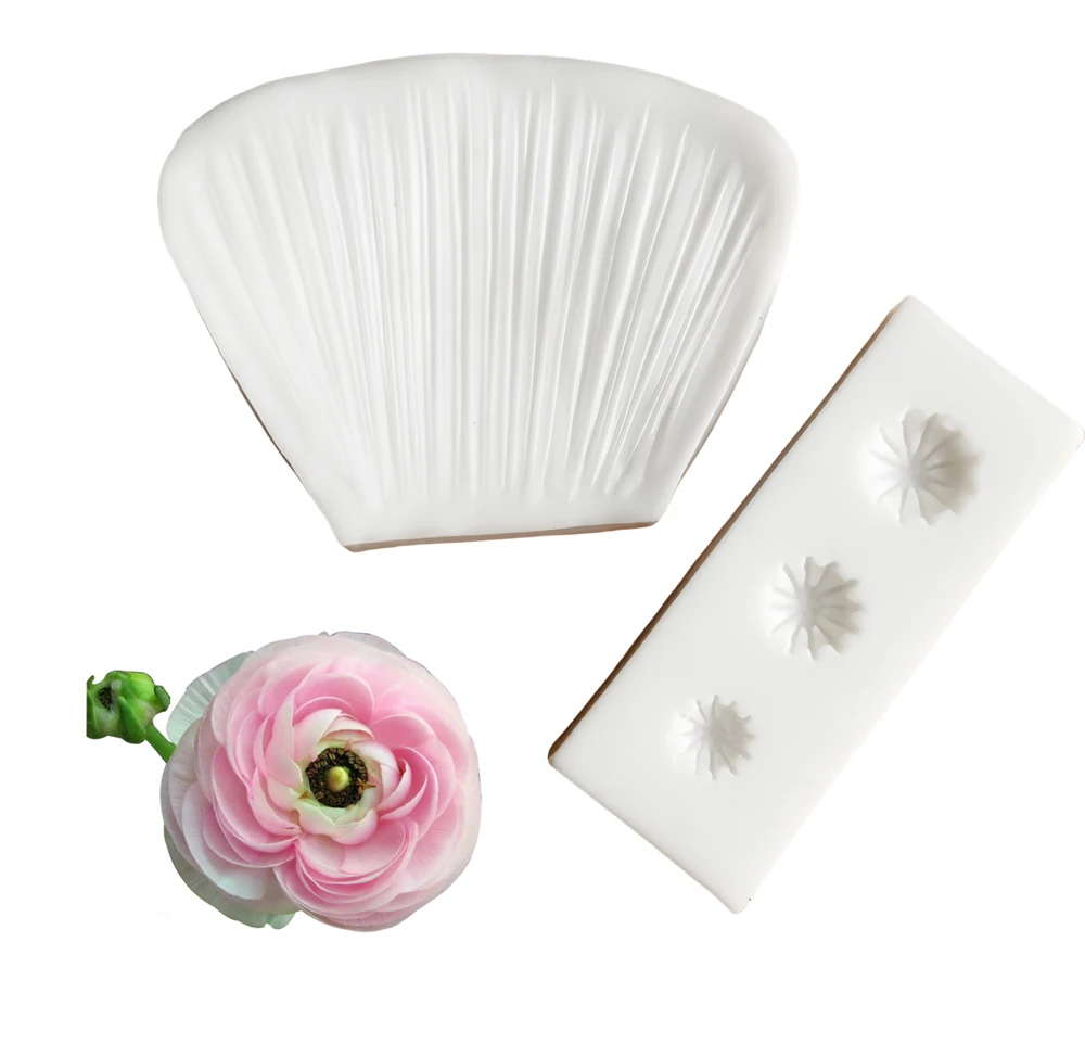 Buttercup Veiner Silicone Mold Cake Sugar Paper Art Fondant Cold Porcelain Clay Flower Craft Cake Decorating Moulds DIY M2138