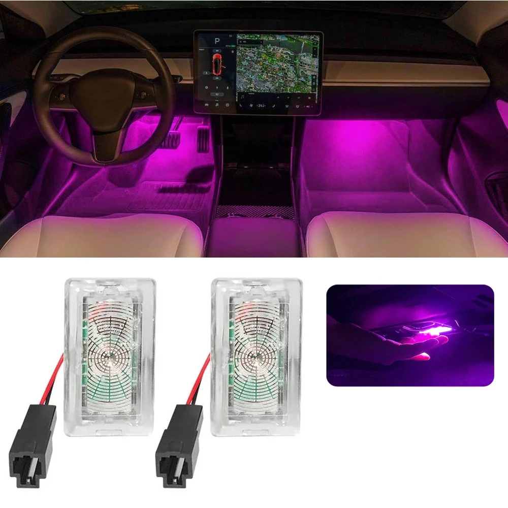 2/4PCS LED Footwell Light 18 Modes LED Car Atmosphere Lamp for Tesla Model 3 Model Y Footwell Lamps Car Interior Accessories