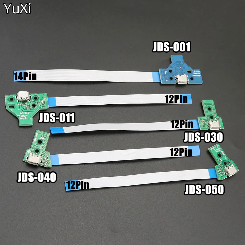 YuXi For PS4 Controller Micro USB Charging Board Port Socket jack Dock 12Pin 14Pin JDS 001 011 030 040 055 Connector Cable